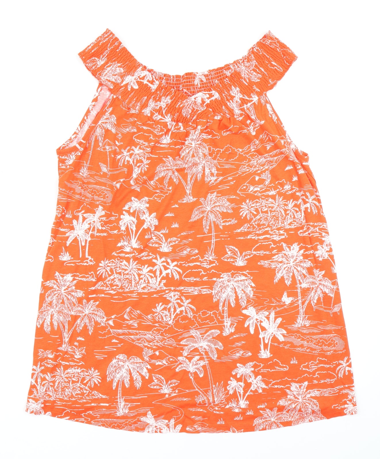 George Womens Orange Floral  Basic T-Shirt Size 18
