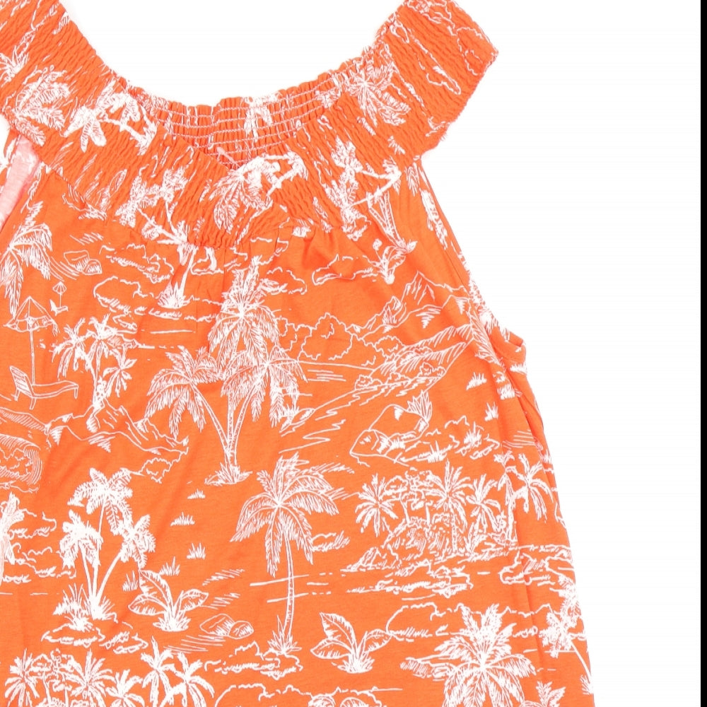 George Womens Orange Floral  Basic T-Shirt Size 18