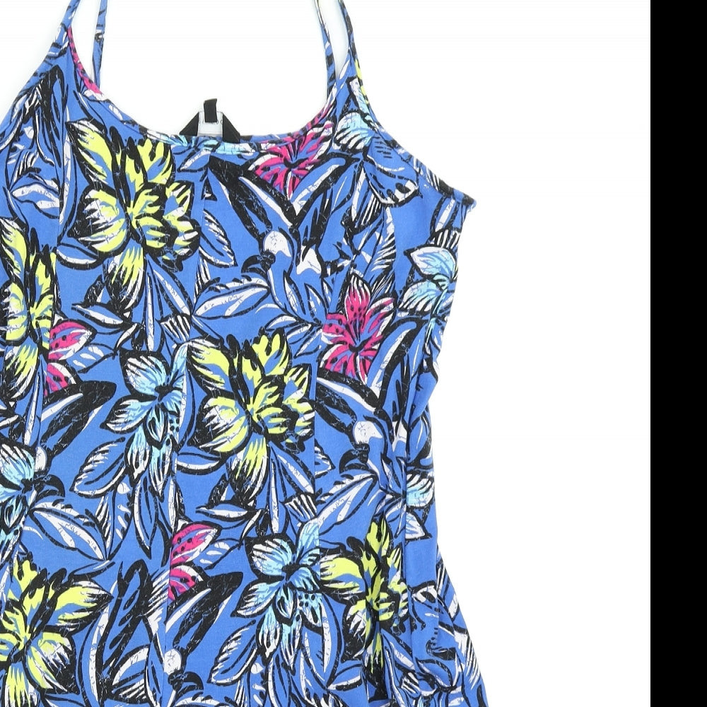 New Look Womens Blue Floral  Skater Dress  Size 18