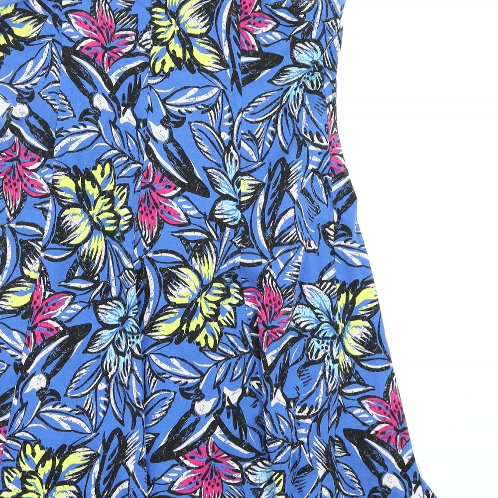 New Look Womens Blue Floral  Skater Dress  Size 18