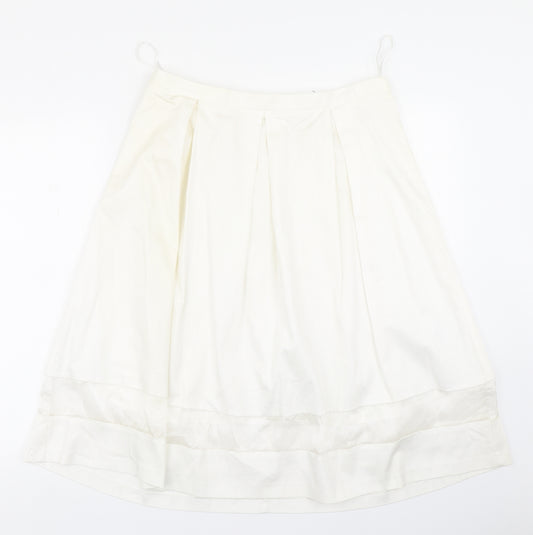 Front view of F&F women’s white pleated skirt, size UK 14