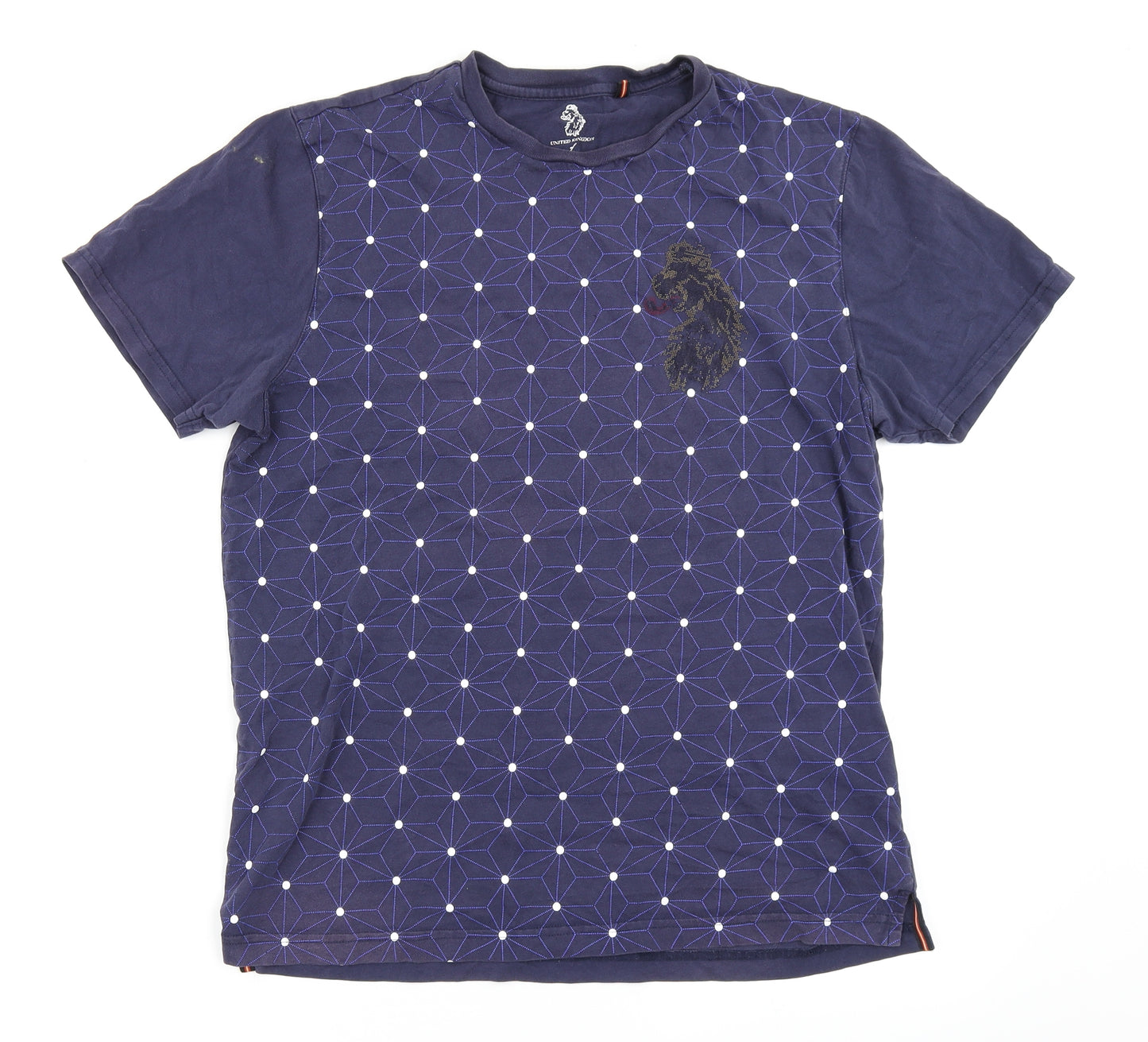 Luke Mens Blue Geometric   T-Shirt Size L