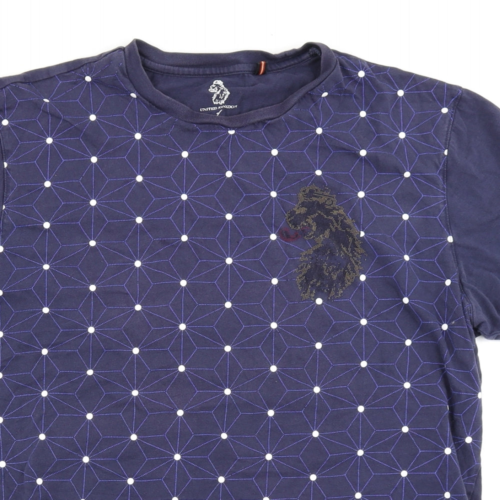 Luke Mens Blue Geometric   T-Shirt Size L