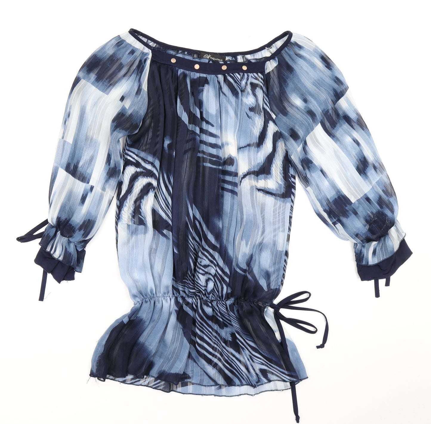 Piazaitalia Womens Blue Striped  Basic Blouse Size S