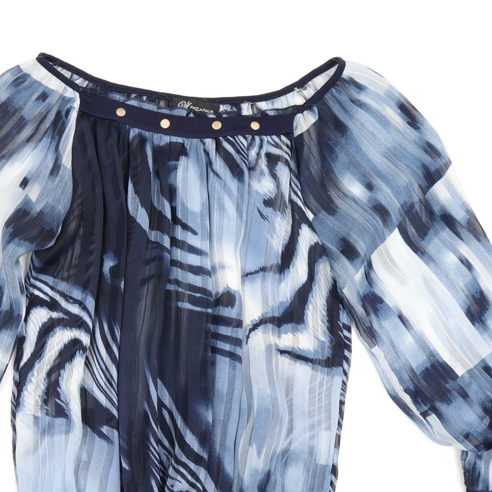 Piazaitalia Womens Blue Striped  Basic Blouse Size S
