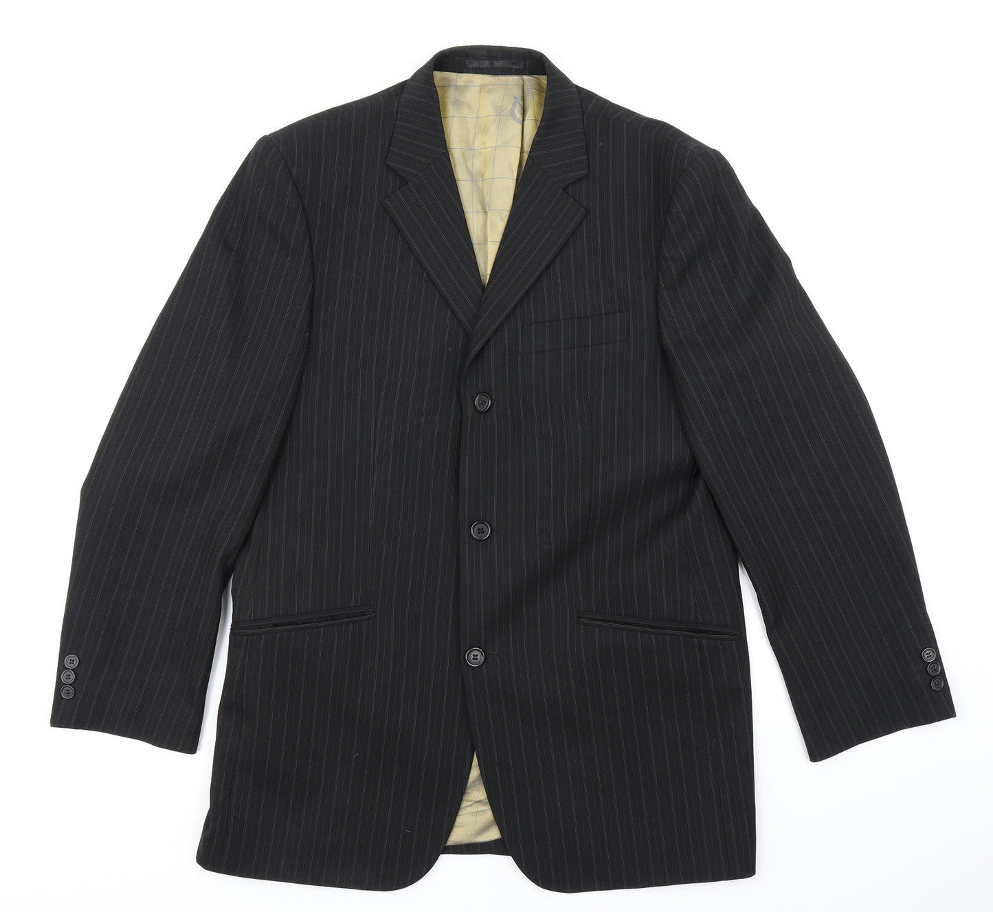 Ben Sherman Mens Black Striped  Jacket Blazer Size 38