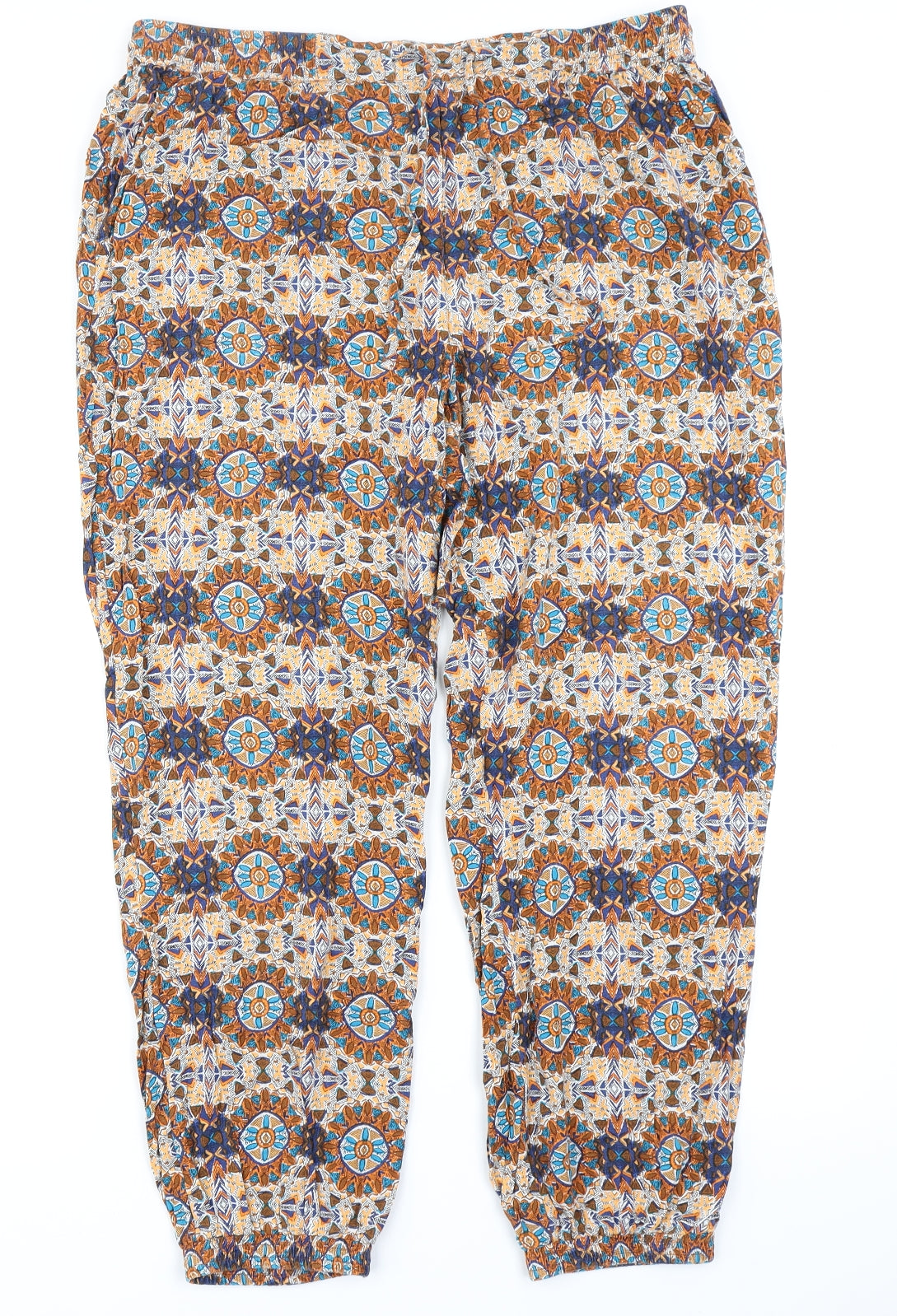 Fatface Womens Brown Paisley  Harem Trousers Size 16 L23 in