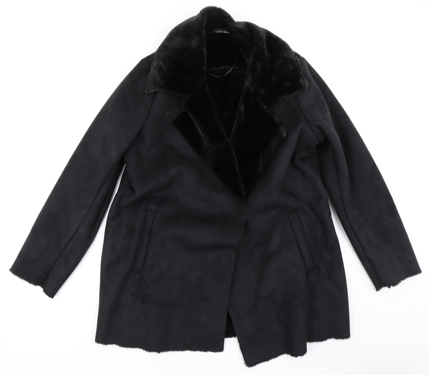 David Emanuel Womens Black   Overcoat Coat Size 18