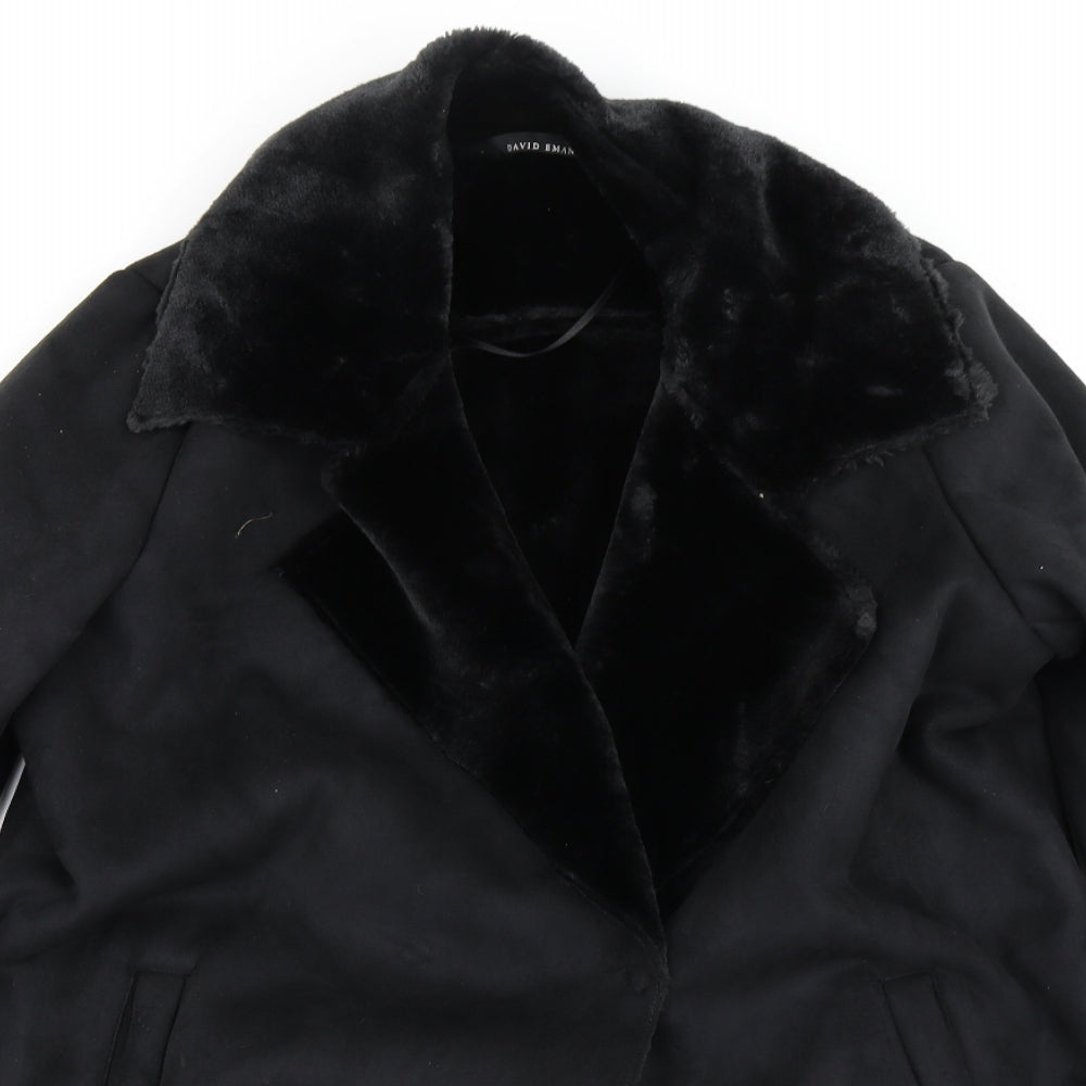 David Emanuel Womens Black   Overcoat Coat Size 18