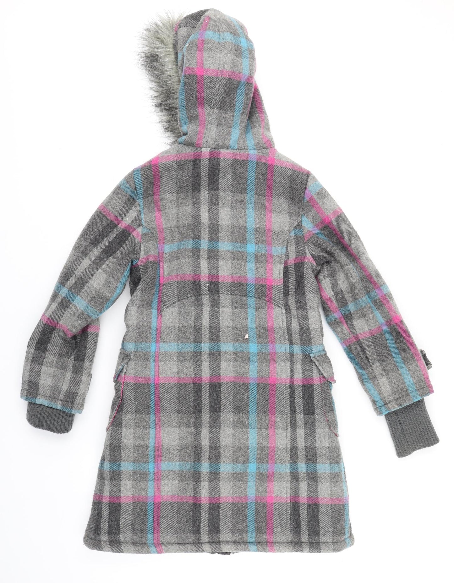 gloss Girls Grey Plaid  Parka Coat Size 10-11 Years