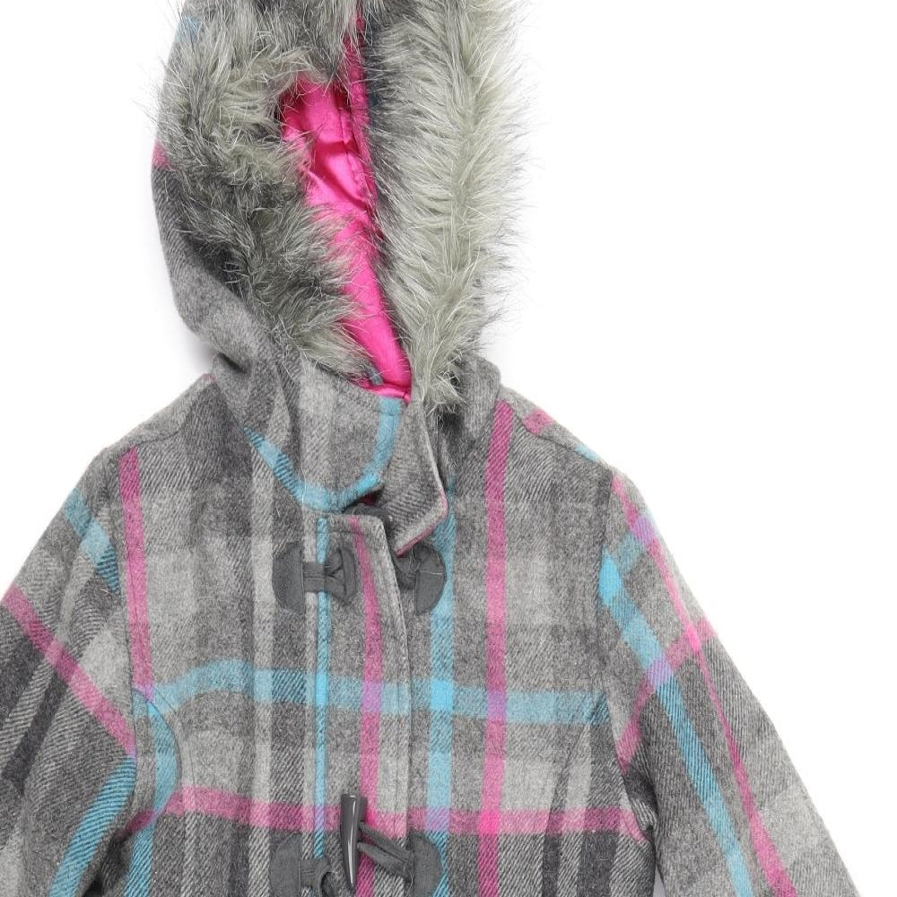 gloss Girls Grey Plaid  Parka Coat Size 10-11 Years
