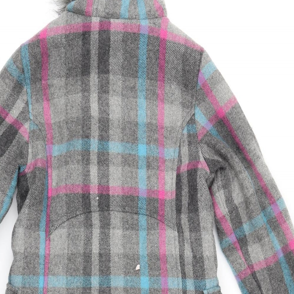 gloss Girls Grey Plaid  Parka Coat Size 10-11 Years