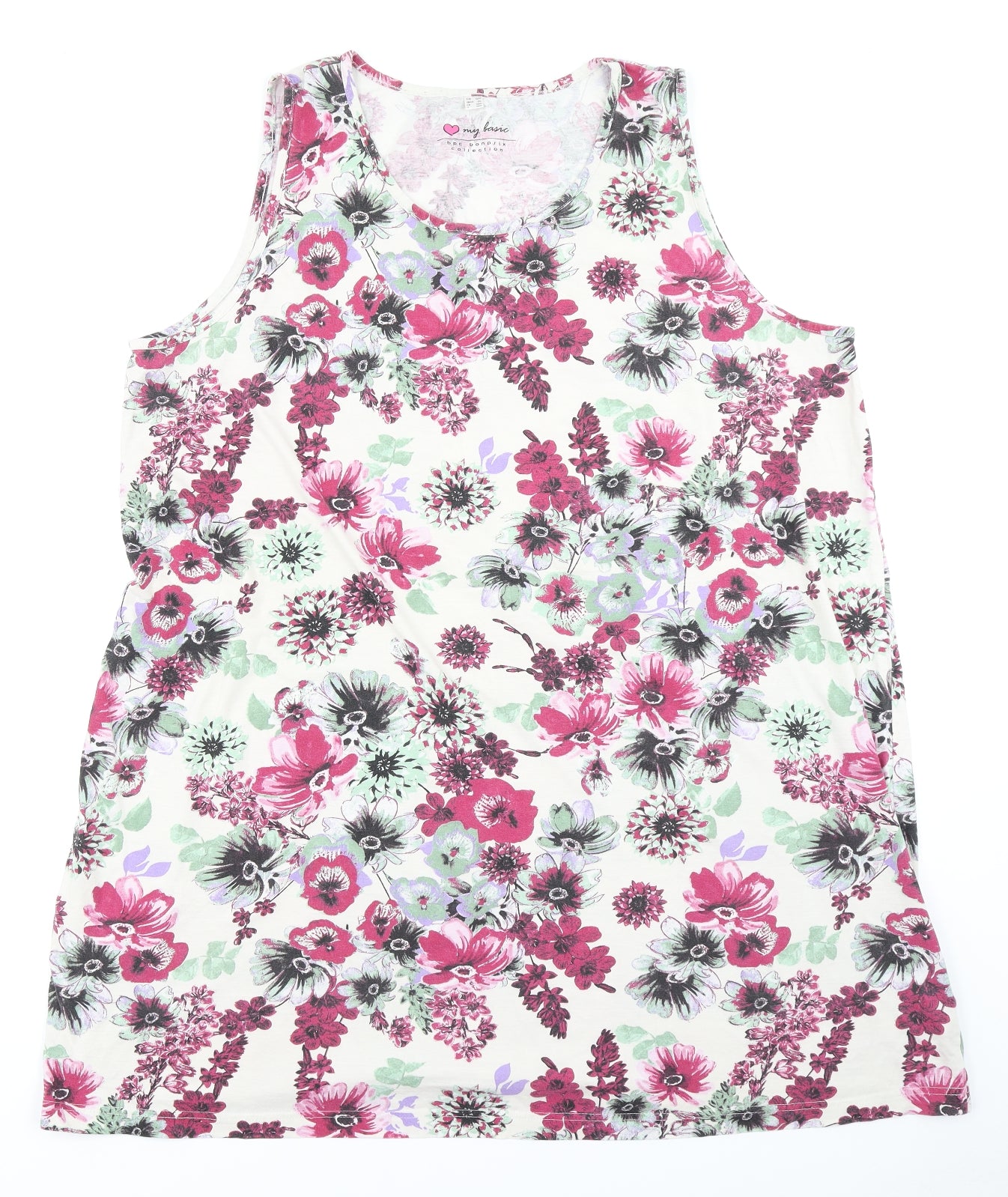 bon prix collection Womens White Floral  Basic Tank Size 2XL