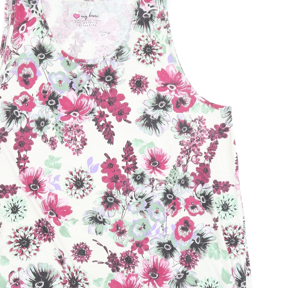 bon prix collection Womens White Floral  Basic Tank Size 2XL