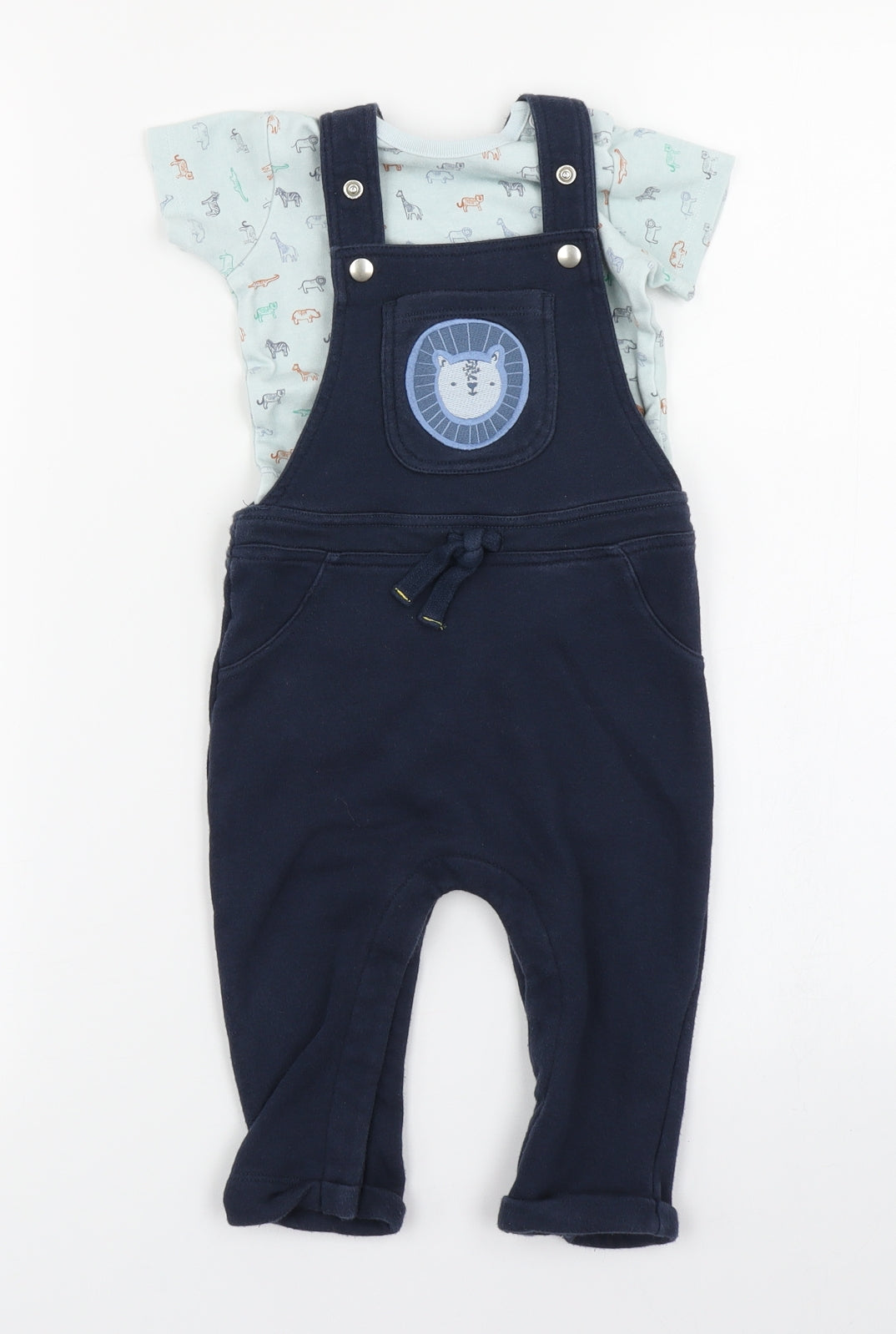 M&Co Boys Blue   Dungaree Outfit/Set Size 9-12 Months