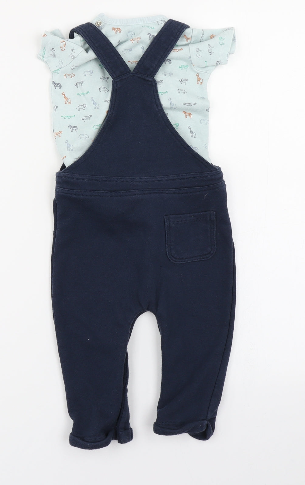 M&Co Boys Blue   Dungaree Outfit/Set Size 9-12 Months