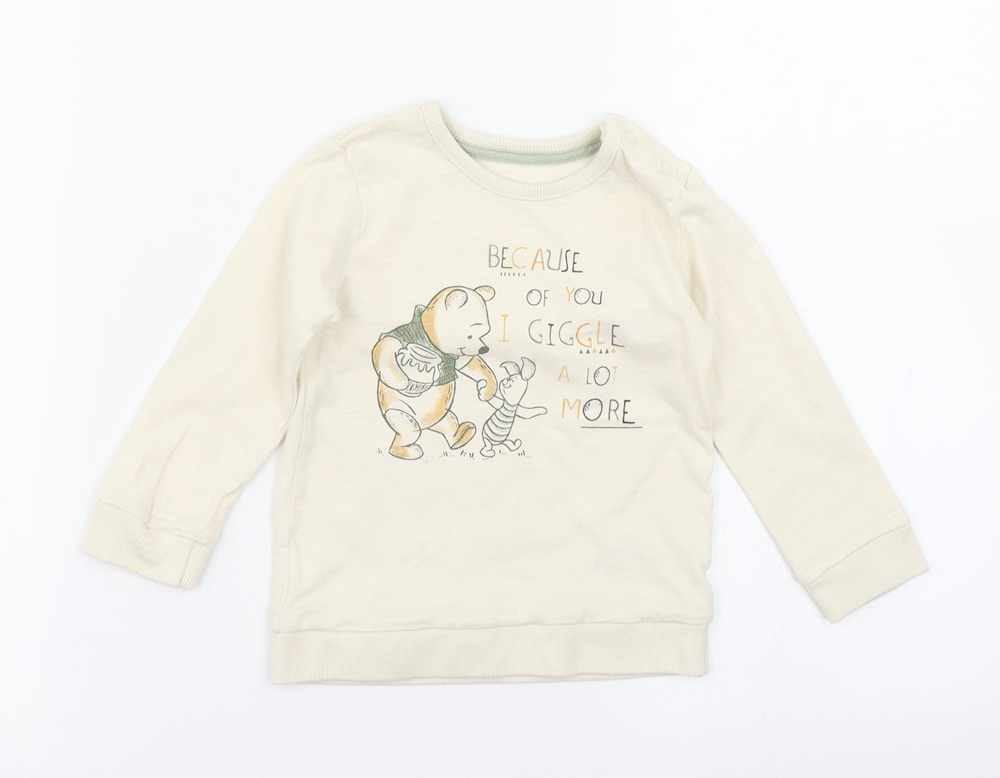 George Baby Beige   Basic T-Shirt Size 9-12 Months  - Winnie The Pooh
