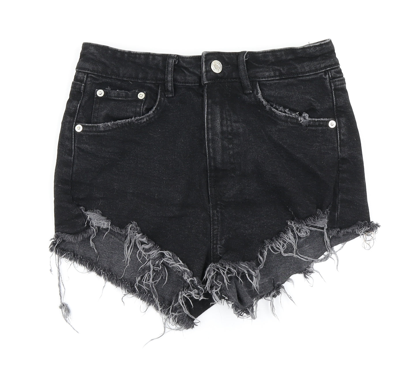 Zara Womens Black  Denim Hot Pants Shorts Size 6