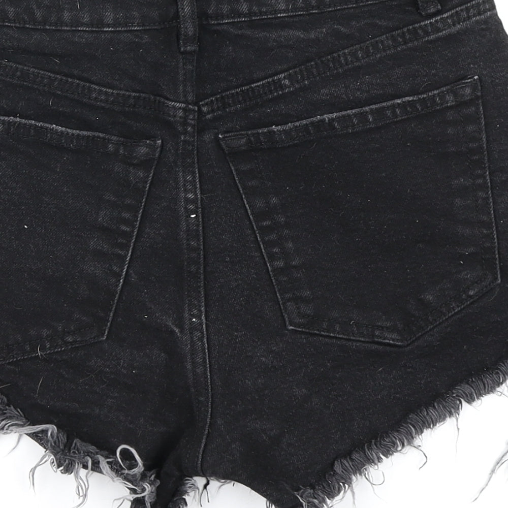Zara Womens Black  Denim Hot Pants Shorts Size 6