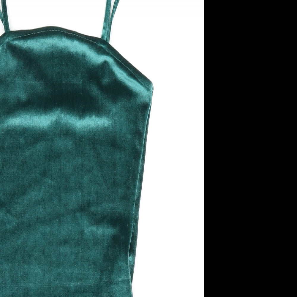 Primark Womens Green  Velour Bodysuit One-Piece Size 2XS
