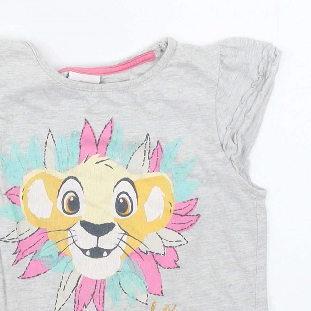 George Girls Grey   Basic T-Shirt Size 3-4 Years  - Lion King