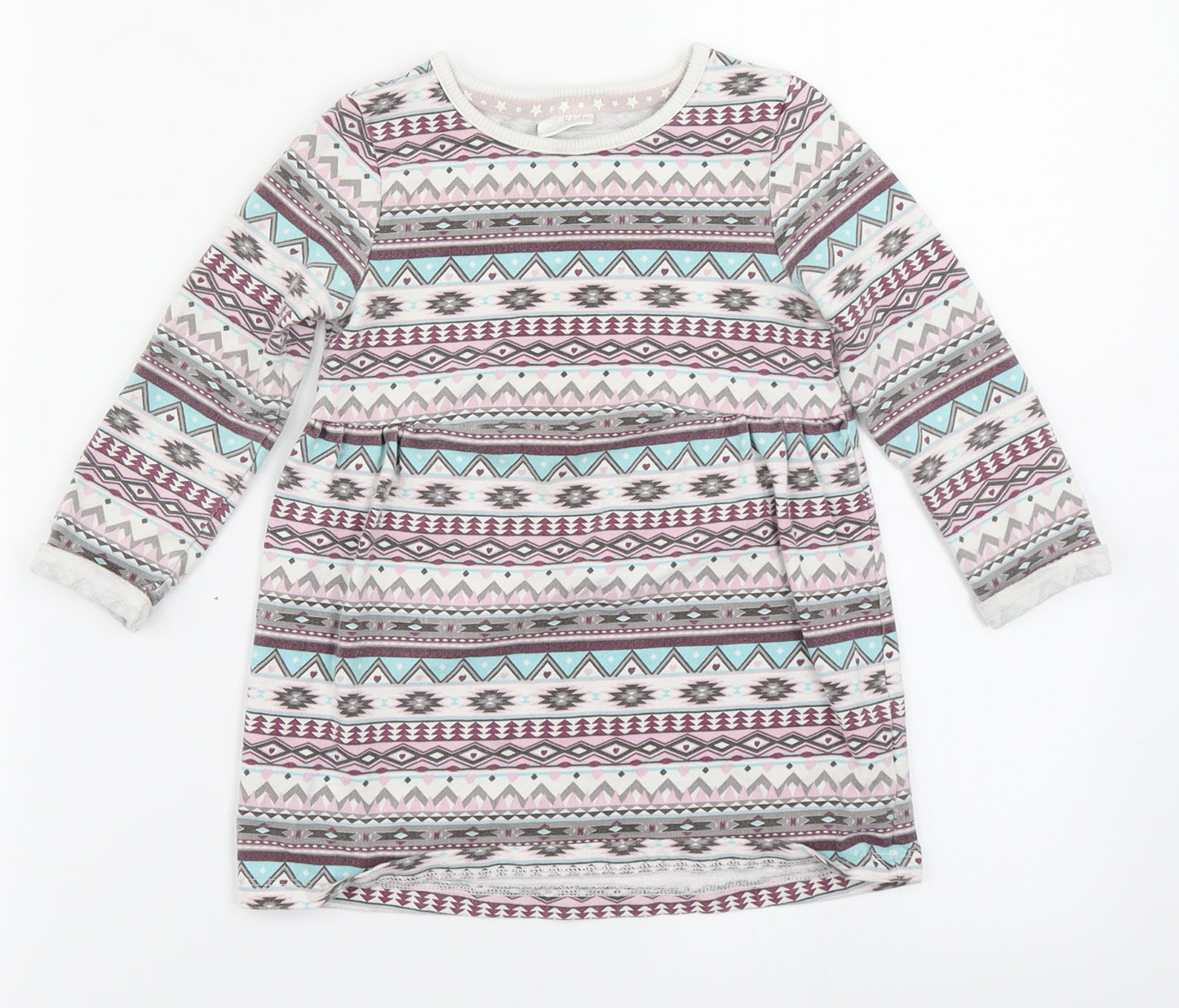 F&F Girls Pink Fair Isle  Skater Dress  Size 2-3 Years