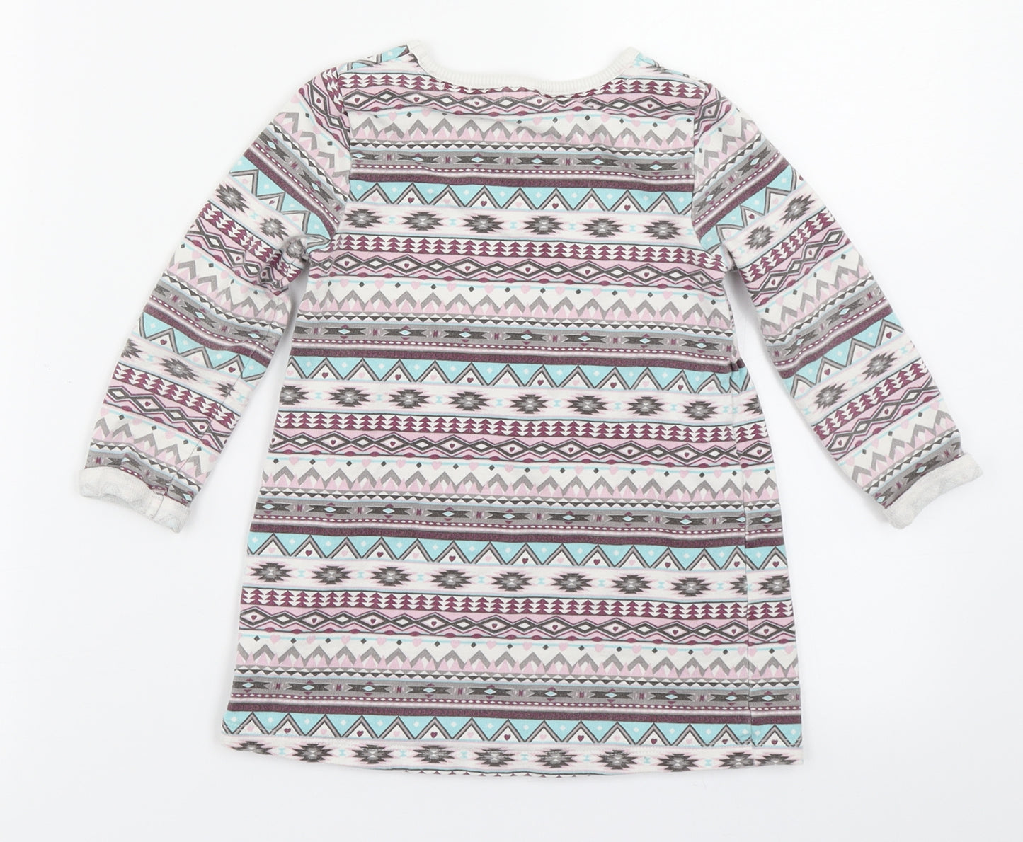 F&F Girls Pink Fair Isle  Skater Dress  Size 2-3 Years