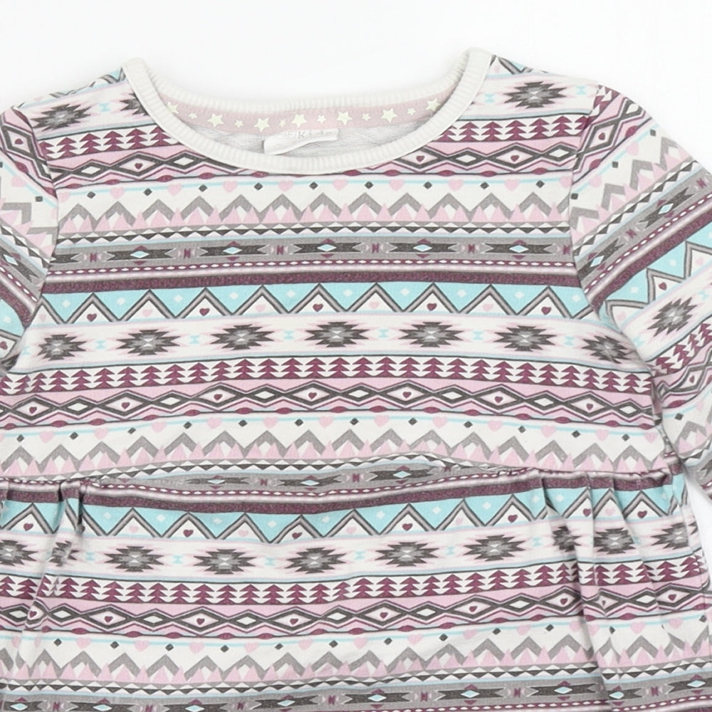 F&F Girls Pink Fair Isle  Skater Dress  Size 2-3 Years
