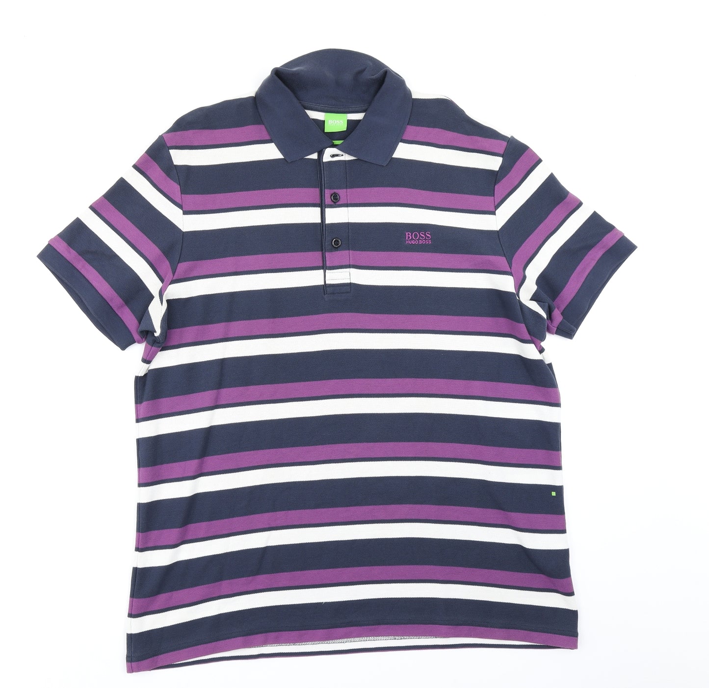 HUGO BOSS Mens Purple Striped   Polo Size 2XL
