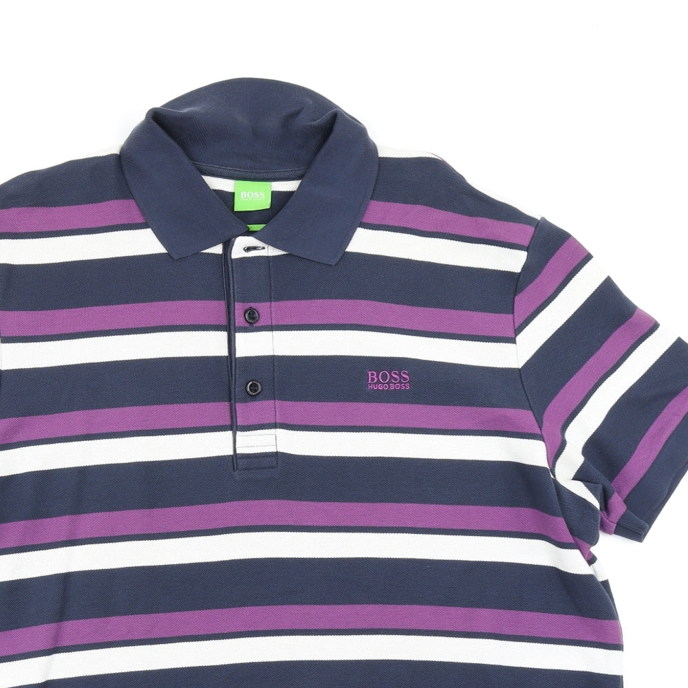 HUGO BOSS Mens Purple Striped   Polo Size 2XL