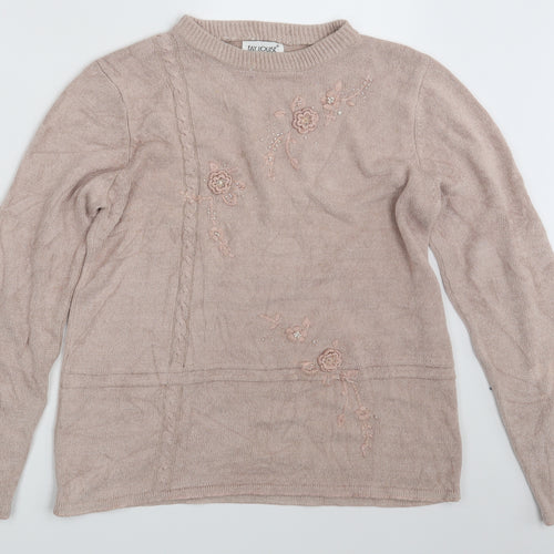Fay Louise Womens Pink Floral  Pullover Jumper Size M