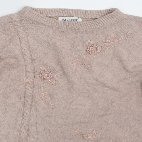 Fay Louise Womens Pink Floral  Pullover Jumper Size M