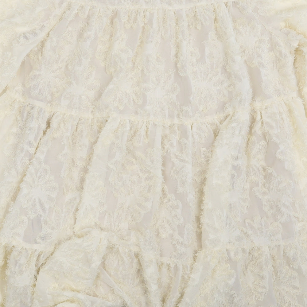 SheIn Womens Ivory Floral  Fit & Flare  Size L