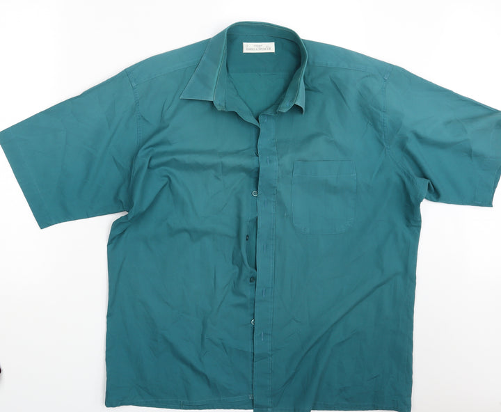 M&S Mens Green    Button-Up Size 17