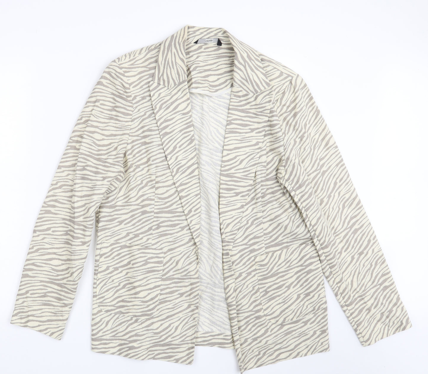 George Womens Beige Animal Print  Jacket Blazer Size 10