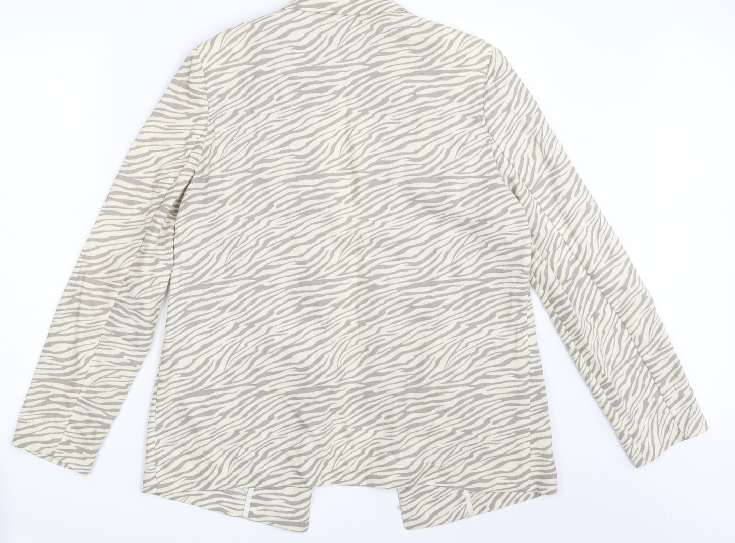 George Womens Beige Animal Print  Jacket Blazer Size 10
