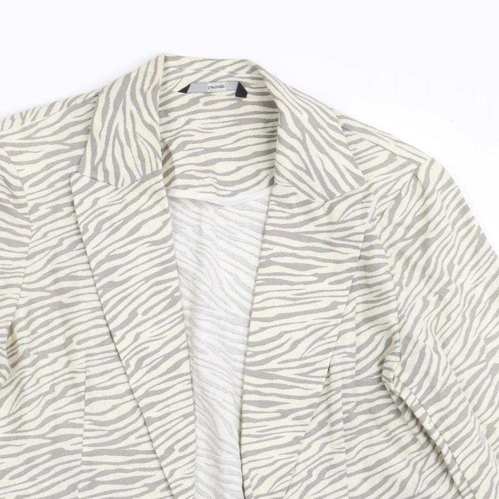 George Womens Beige Animal Print  Jacket Blazer Size 10