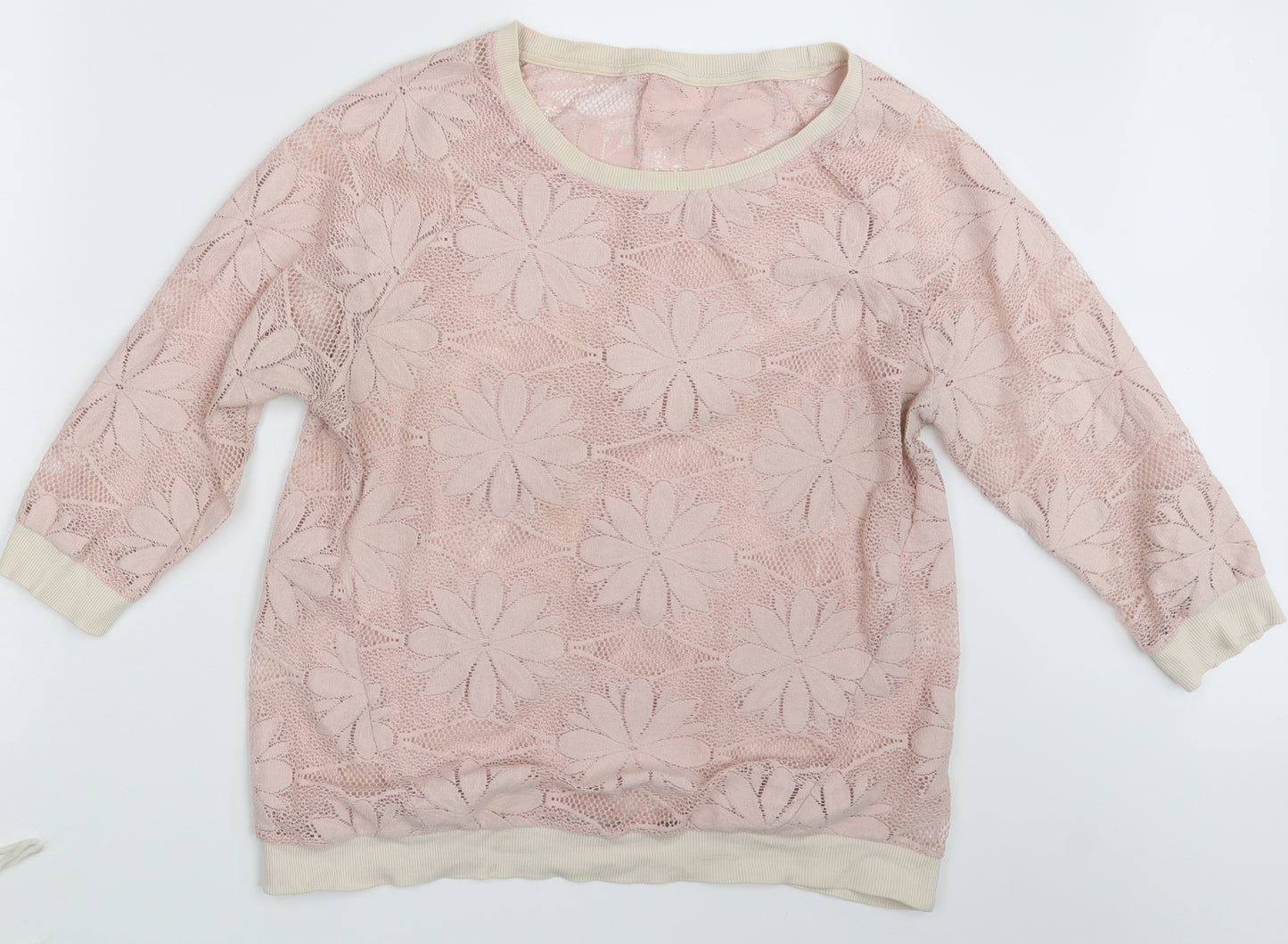 Preworn Womens Pink Floral  Pullover Jumper One Size