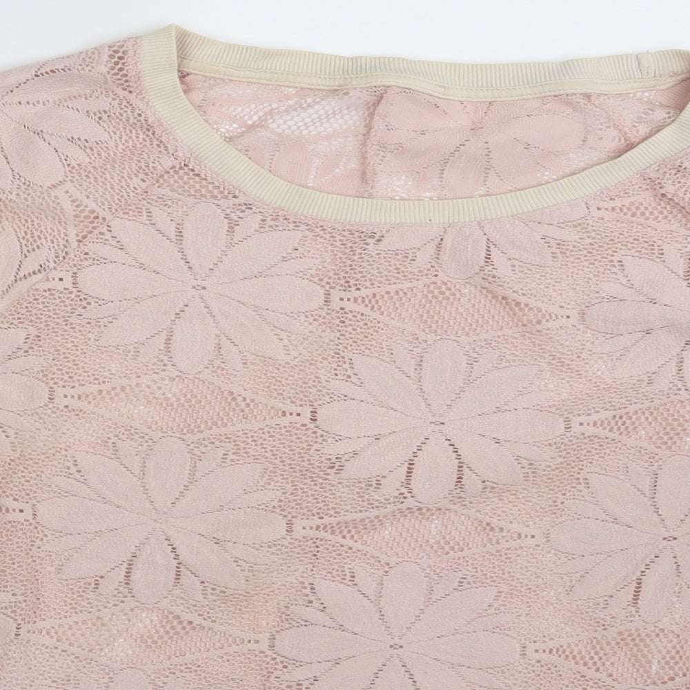 Preworn Womens Pink Floral  Pullover Jumper One Size