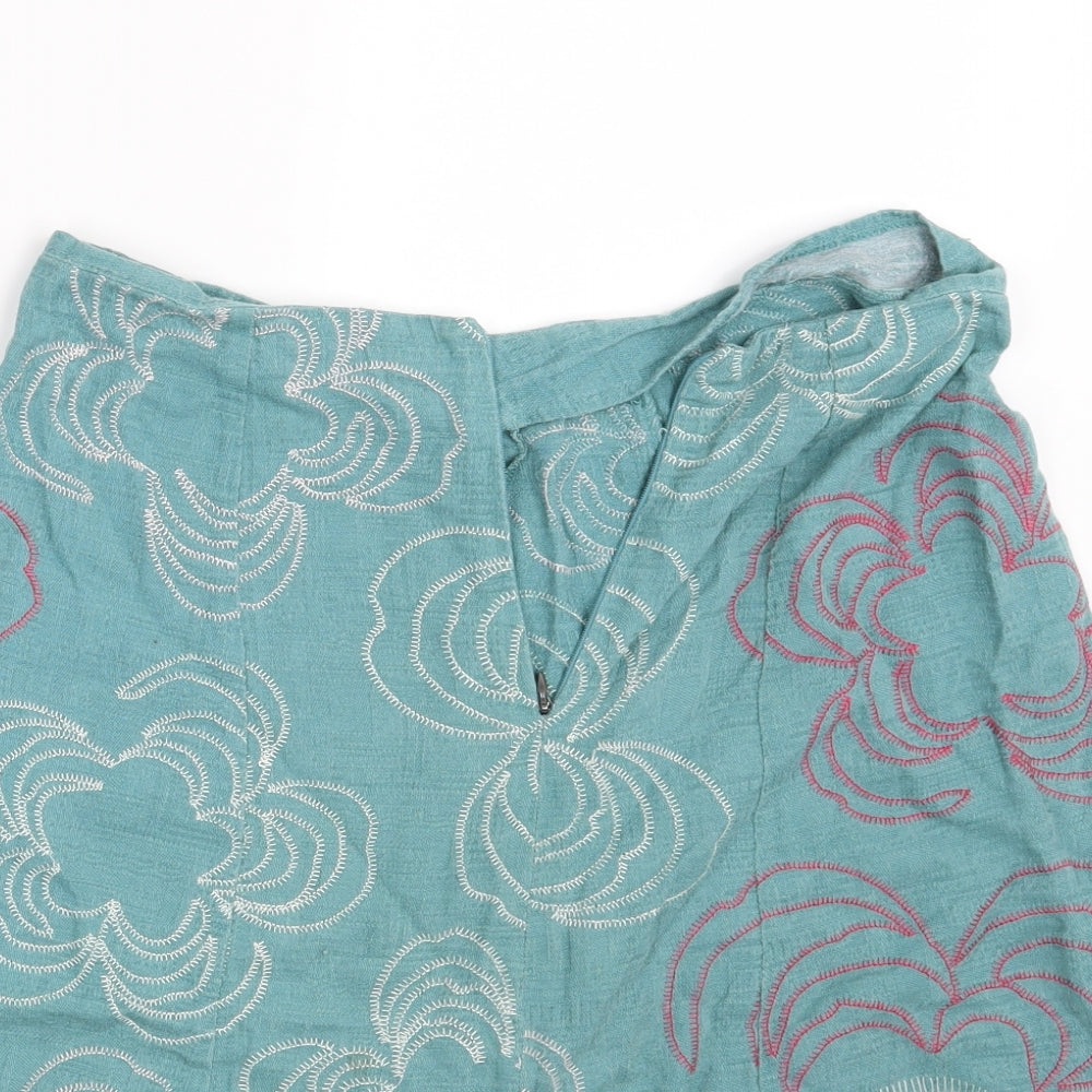White Stuff Womens Green Floral  Mini Skirt Size 12