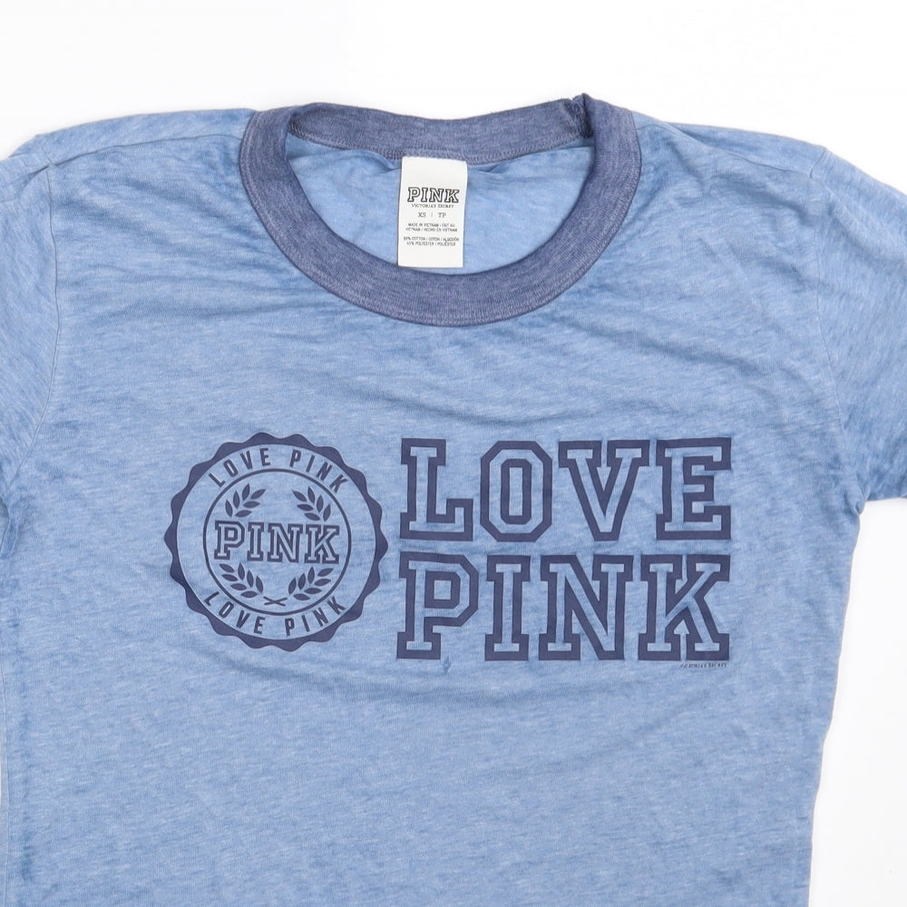 PINK Victoria's Secret Womens Blue   Basic T-Shirt Size XS