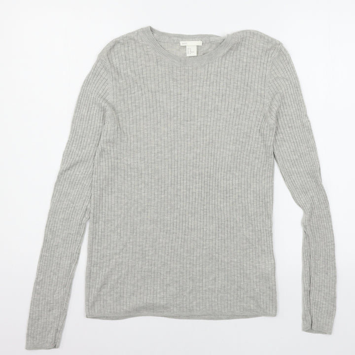 H&M Womens Grey  Knit Pullover Jumper Size M