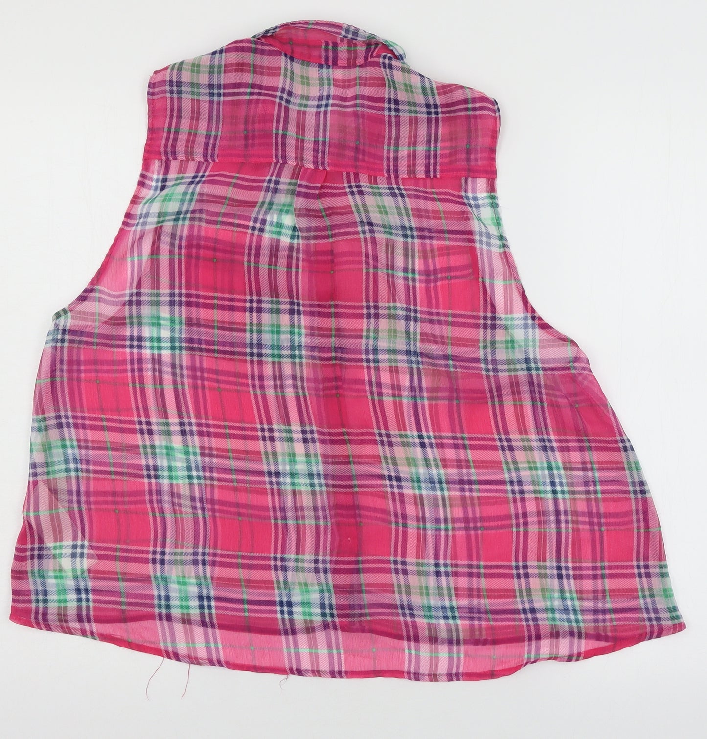 Abercrombie & Fitch Womens Pink Plaid Chiffon Basic Button-Up Size M