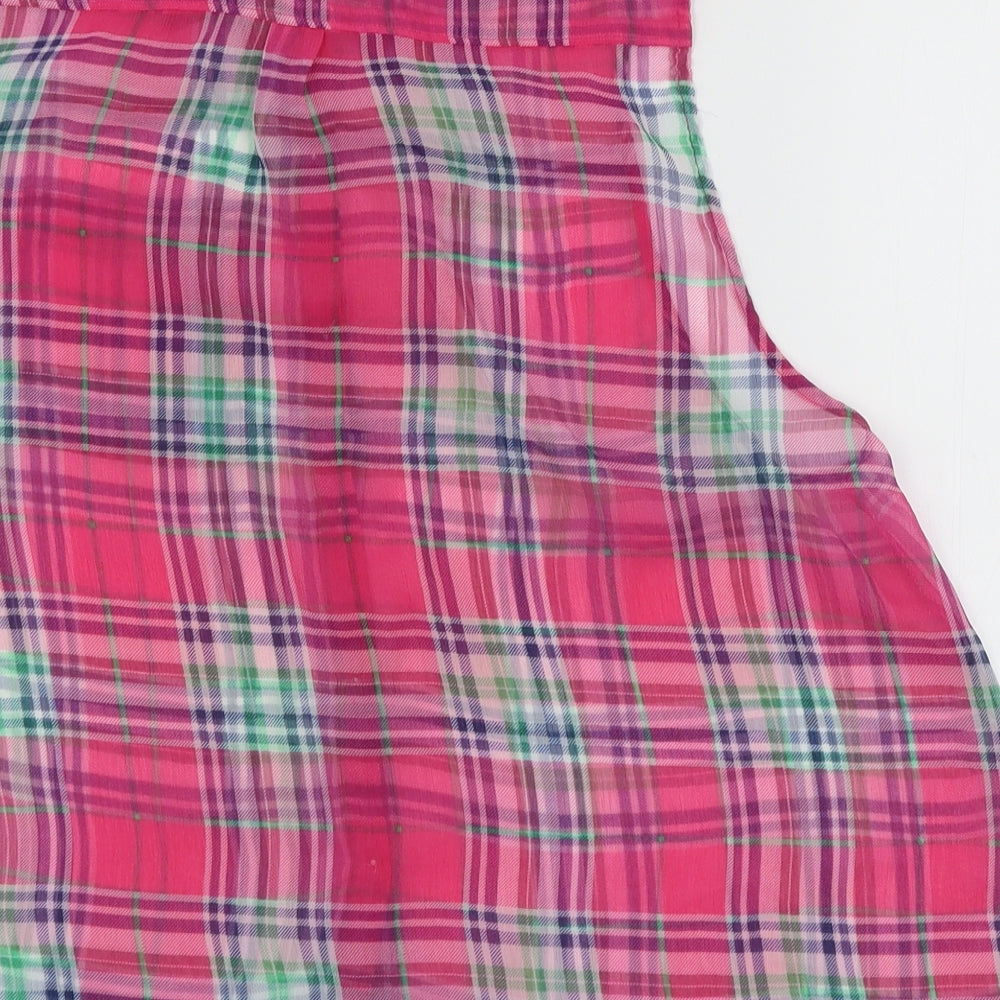 Abercrombie & Fitch Womens Pink Plaid Chiffon Basic Button-Up Size M