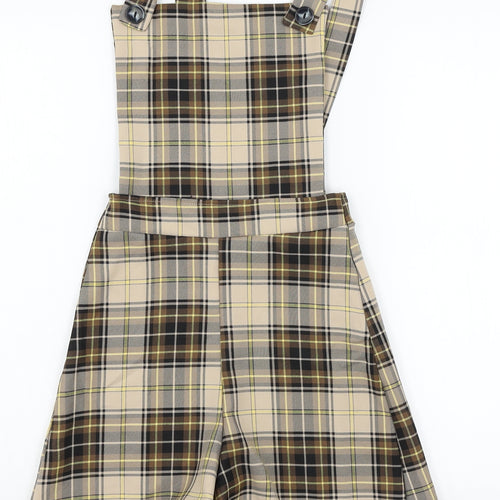 I SAW IT FIRST Womens Brown Plaid  Playsuit One-Piece Size 8 L3 in