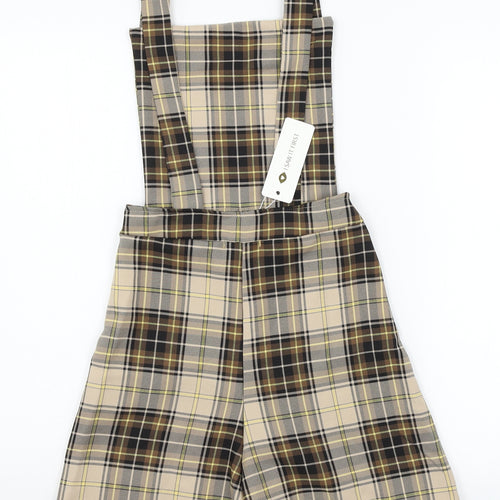 I SAW IT FIRST Womens Brown Plaid  Playsuit One-Piece Size 8 L3 in