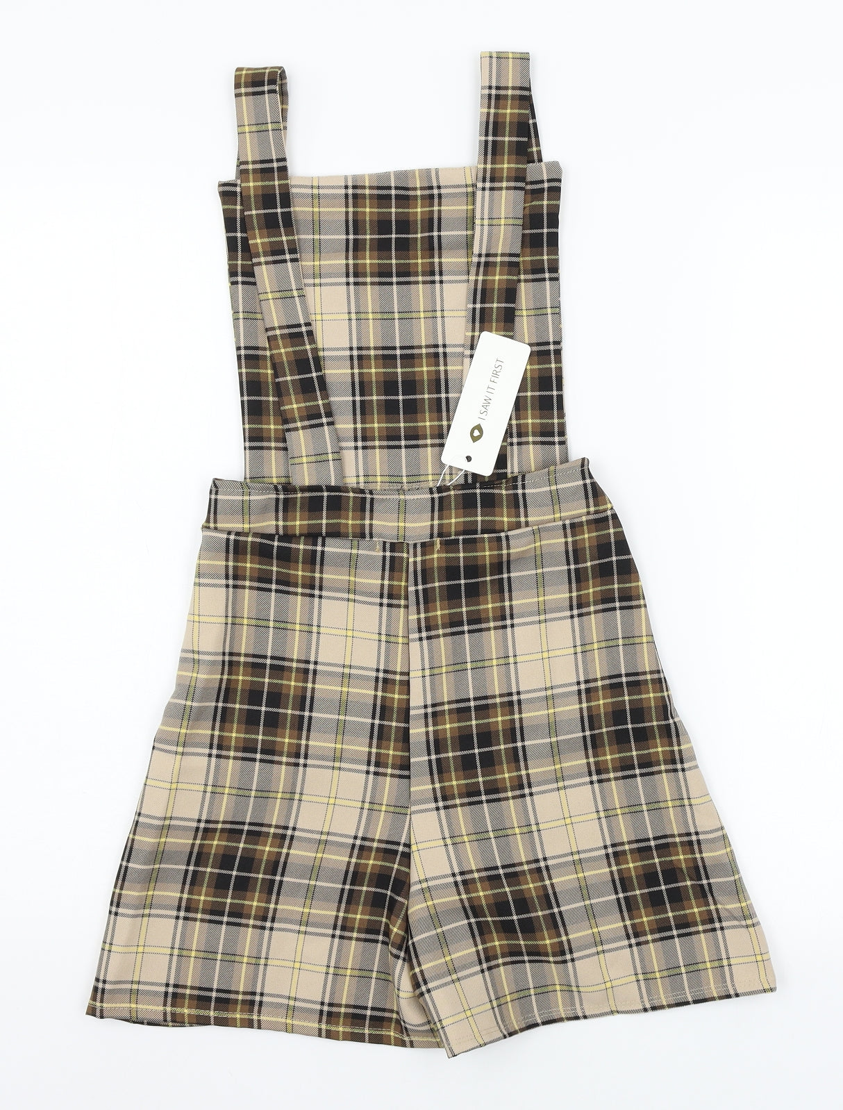 I SAW IT FIRST Womens Brown Plaid  Playsuit One-Piece Size 8 L3 in