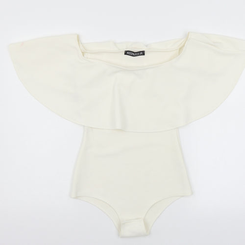 Misspap Womens White  Jersey Bodysuit One-Piece Size 8