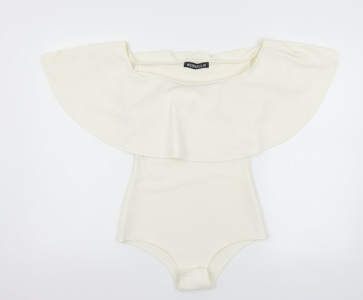 Misspap Womens White  Jersey Bodysuit One-Piece Size 8