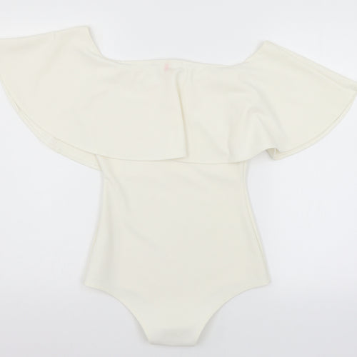 Misspap Womens White  Jersey Bodysuit One-Piece Size 8